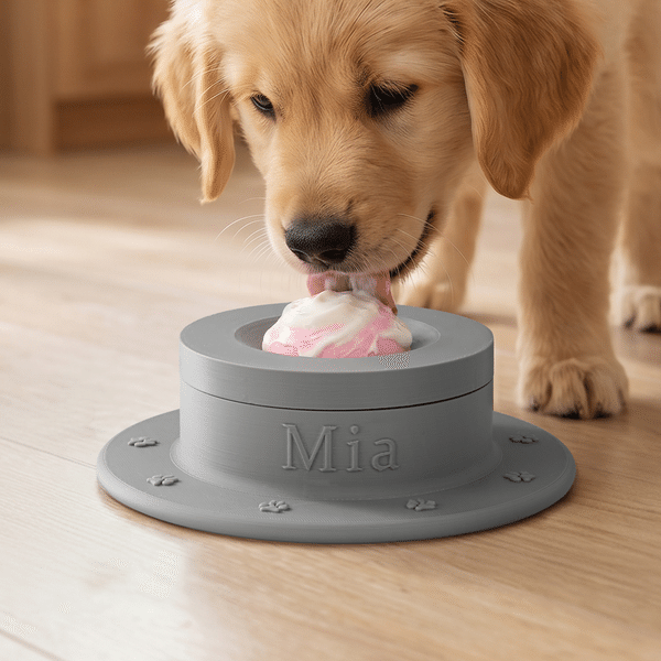 Personalised Multicolour 3D-Printed Fun Slow Feeder Pet Bowl with Name and Ball Daily Use Birthday Gift for Pet Owner