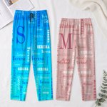 Personalised Multi-Font Name Multicolour Soft Skin-Friendly Pyjama Pants with Initial Daily Wear Christmas Birthday Gift for Family Kids