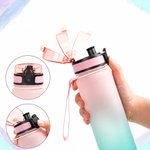 Personalized Gradient Cartoon Basketball Leakproof Gym Sports Water Bottle with Flip Top Lid and Strap Birthday Gift for Basketball Lovers