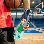 Personalized Gradient Cartoon Basketball Leakproof Gym Sports Water Bottle with Flip Top Lid and Strap Birthday Gift for Basketball Lovers
