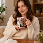Personalized 3D-Effect Stained Glass Style Floral Bookshelf Mug with Name Birthday Reading Gift for Book Lover Bookworm