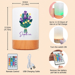 Personalized Illustration Birth Flower Dimmable Color-Changing Touch Control Night Light with Name and Remote Bedroom Decor Birthday Gift for Women 10