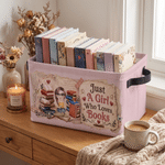 Personalised 3D-Effect Artwork Cartoon Character Storage Basket with Name and Handle Birthday Christmas Gift for Book Lovers Girls