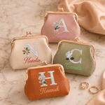 Portamonete personalizzato in pelle PU con effetto perla e fiore del mese di nascita, chiusura a scatto e nome: regalo di compleanno per l'uso quotidiano, ideale per amici, mamme e fidanzate