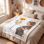 Personalised Pregnant Motherhood Birth Flower Soft Throw Blanket with Name Home Use Pregnancy Anniversary Gift for Pregnant Woman New Mother