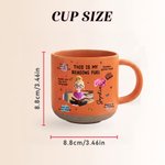 Personalized Cartoon Reading Character Birth Flower 12 oz Pottery Cup with Name Daily Use Birthday Book Club Gift for Book Lovers Bookworms