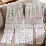 Personalised Multi-Font Name Multicolour Soft Skin-Friendly Pyjama Pants with Initial Daily Wear Christmas Birthday Gift for Family Kids