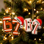 Personalised 67 Baseball Basketball Acrylic Sports Christmas Ornament with Name Christmas Gift for Sports Lovers