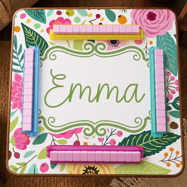 Personalised Multi-Style Colourful Monogram Name Non-Slip Mahjong Mat with Storage Bag Mahjong Club Night Gift for Mahjong Player Enthusiast