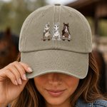 Personalized Cartoon Horse Theme Baseball Cap with Name Daily Wear Birthday Horseback Riding Gift for Horse Lovers Equestrians