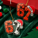 Personalised 67 Baseball Basketball Acrylic Sports Christmas Ornament with Name Christmas Gift for Sports Lovers