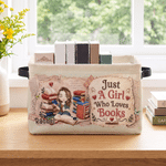Personalised 3D-Effect Artwork Cartoon Character Storage Basket with Name and Handle Birthday Christmas Gift for Book Lovers Girls