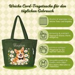 Personalisierte Haustierfoto Cord-Tasche | mit Geburtsblumen & Namen | große Kapazität | Geburtstag Jahrestag Geschenk für Tierliebhaber