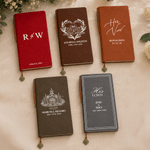 Personalized Minimalist Swan Church PU Leather Wedding Vow Book with Name and Date Wedding Ceremony Anniversary Gift for Bride Groom