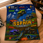 Personalised Pixel Art Off-Road Lorry Adventure Soft Throw Blanket with Name Home Decor Birthday Gift for Boy Lorry Lover