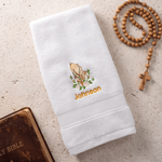 Personalized Praying Hands Rose Cross Embroidered 100% Cotton Hand Towel with Name Birthday Baptism Gift for Pastor