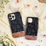 Personalised Floral Wood Grain Design Phone Case for iPhone and Samsung with Name Daily Use Birthday Gift for Best Friend