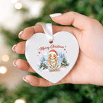 Personalised Watercolor Christmas Light-Wrapped Cartoon Character Photo Ceramic Ornament with Name Home Tree Decor Christmas Gift for Family Friends