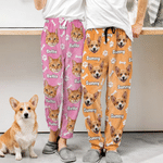Personalised Bone Paw Print Oil Painting Style Pet Face Photo Soft Pyjama Pants Birthday Gift for Dog Cat Pet Lover