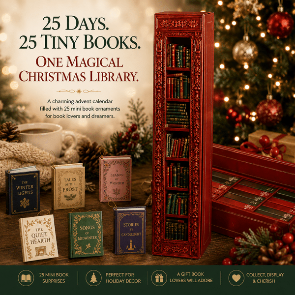 25-Day Christmas Book Advent Calendar with Miniature Book Ornaments, Christmas Tree & Tabletop Display, Holiday Gift for Book Lovers/Avid Readers