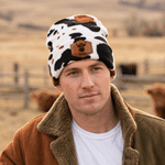 Personalized Highland Cow Pattern Knitted Beanie Hat with Name Winter Accessory Birthday Gift for Highland Cow Lover