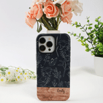 Personalised Floral Wood Grain Design Phone Case for iPhone and Samsung with Name Daily Use Birthday Gift for Best Friend