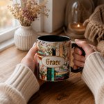 Personalized 3D-Effect Stained Glass Style Floral Bookshelf Mug with Name Birthday Reading Gift for Book Lover Bookworm