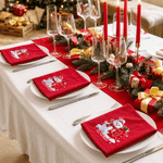 Tovagliolo personalizzato con simpatico pupazzo di neve e iniziale, 100% cotone, rosso, ad assorbimento rapido, con nome, decorazione da tavola, regalo di Natale per la famiglia