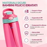 Borraccia personalizzata con foto, nome e cannuccia in silicone - Regalo di compleanno e rientro a scuola per studenti e bambini