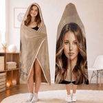 Personalised Oil Painting Portrait Soft Hooded Blanket with Name Daily Use Birthday Gift for Family Friends