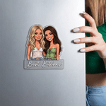 Gepersonaliseerde 3D-achtige fotomagneet voor op de koelkast met personage-illustratie en tekst – woondecoratie, vrijgezellenfeest, vriendschapscadeau voor beste vrienden