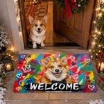 Personalized Graffiti Art Oil Painting Dog Cat Photo Anti‑Slip Welcome Doormat with Name Home Decor Housewarming Gift for Pet Lovers