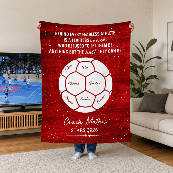 Personalized Handball Coach Glitter Design Soft Throw Blanket with 1-16 Names and Text Home Decor End-Of-Season Appreciation Gift for Coach