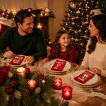 Personalised Photo Christmas Theme Design 100% Cotton Red Table Napkin with Name Table Decor Christmas Gift for Family Friend