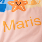 Personalised Cute Seahorse Starfish Jellyfish Sailboat Quick-Dry Soft Hooded Beach Towel with Name Beach Pool Party Birthday Gift for Kids