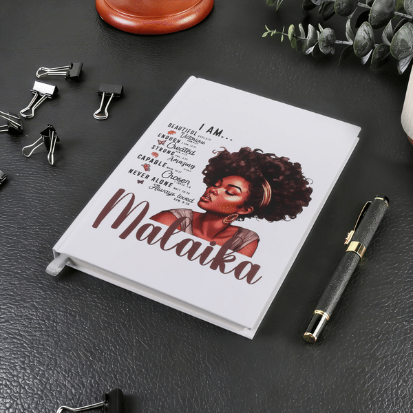 Personalised Black Woman Hardcover A5 Journal Notebook with Name Daily Journaling Birthday Gift for Black Girls Women
