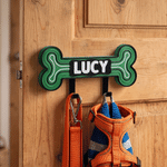 Personalised 3D Printed Bone-Shaped Pet Leash Holder with Name Home Entryway Decor Walk the Dog Birthday Gift for Pet Lovers