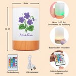 Personalisiertes Geburtsblumen Nachtlicht mit Namen | Touch-Steuerung | 15h Akku | Schlafzimmerdeko | Geburtstag Geschenk für Familie Freunde & Kinder