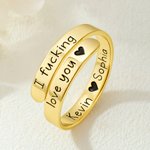 Personalized I Fucking Love You Sterling Silver Open Ring with Engraved Text and Card Dainty Jewelry Birthday Anniversary Gift for Couple