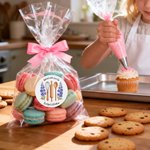 Personalised Birth Flower Baking Tools Design Waterproof Stickers Labels with Text Gift Decor Christmas Party Gift for Friends Family