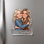 Gepersonaliseerde 3D-achtige fotomagneet voor op de koelkast met personage-illustratie en tekst – woondecoratie, vrijgezellenfeest, vriendschapscadeau voor beste vrienden