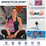 Serviette de sport personnalisée avec silhouette et nom - Séchage rapide pour escalade de bloc - Cadeau anniversaire pour homme et femme