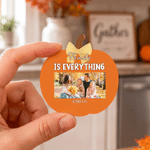Personalized Pumpkin-Shaped Fall Pattern Photo Fridge Magnet with Quote and Text Home Decor Autumn Holiday Thanksgiving Gift for Family Friends