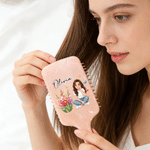 Personalized Birth Flower Butterfly Cartoon Character Photo Hair Brush with Name Anniversary Birthday Gift for Girlfriend Bridesmaid Woman