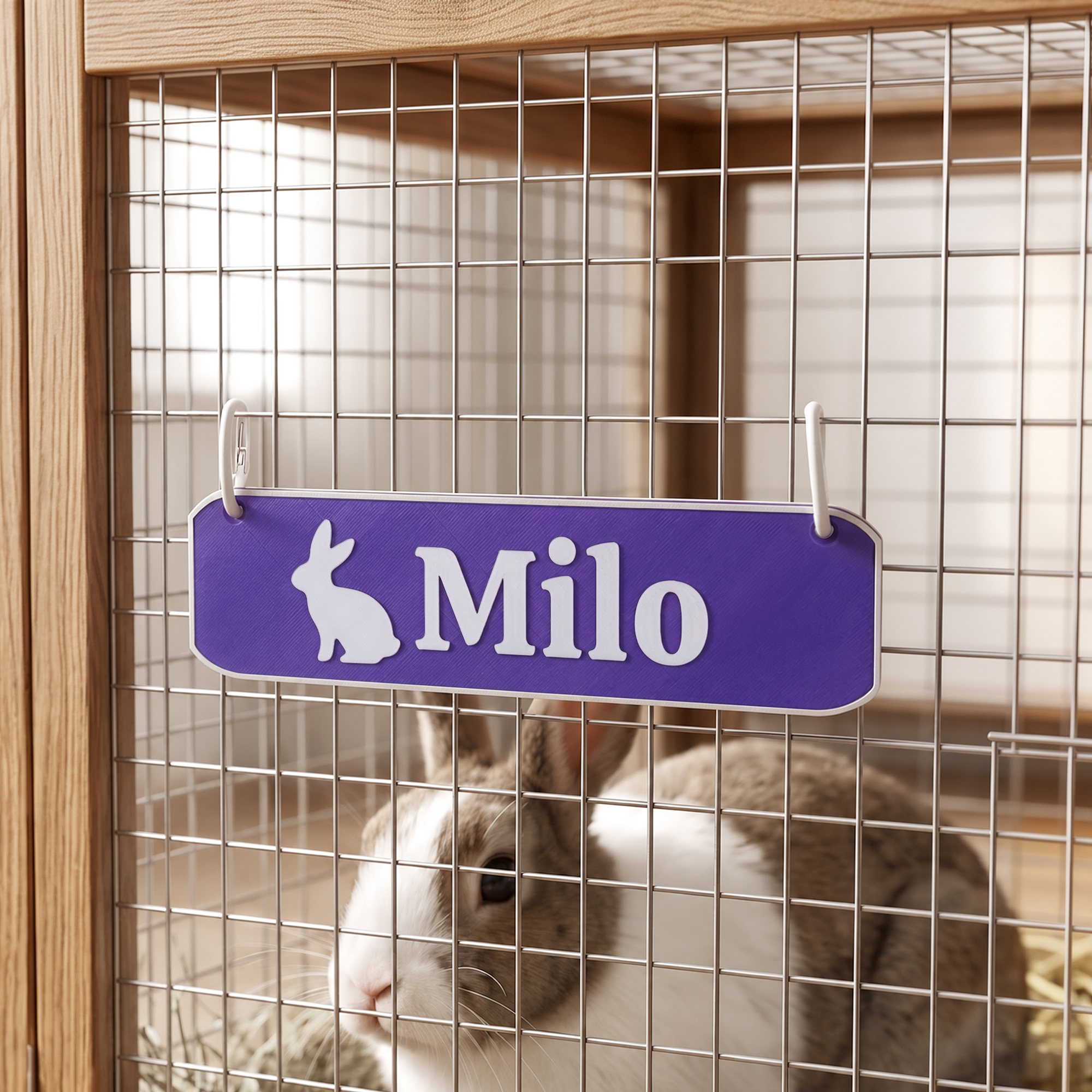 Personalisiertes, im 3D-Druck hergestelltes, niedliches Kaninchen-Namensschild mit Silhouette – Schild für den Tierkäfig – Geburtstagsgeschenk für Kaninchenliebhaber