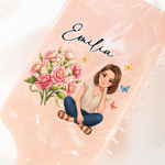 Personalized Birth Flower Butterfly Cartoon Character Photo Hair Brush with Name Anniversary Birthday Gift for Girlfriend Bridesmaid Woman