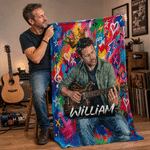 Personalized Oil Painting Guitar Player Portrait Soft Throw Blanket with Name and Photo Home Decor Birthday Gift for Guitar Players Music Lovers