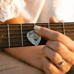 Personalised I'll Always Pick You Black Line Style Photo Guitar Pick Keychain with Name and Pouch Birthday Anniversary Gift for Guitarist Couple