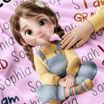 Personalized 3D-Effect Artwork Cartoon Character Photo Soft Throw Blanket with Name Home Decor Encouragement Birthday Gift for Family Kids