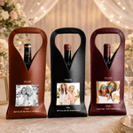 Personalized Photo PU Leather Protective Wine Bag with Name and Handle Wine Accessories  Wedding Anniversary Gift for Bridesmaids Besties
